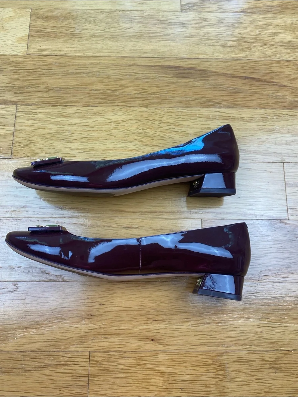 Tory Burch Gigi Pump Soft Patent Leather Low Heels Burgundy Oxblood  Women’s 7.5